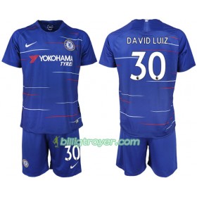 Billige Fotballdrakter Chelsea DAVID LUIZ 30 Barn Hjemmedraktsett 2018/19 Kortermet
